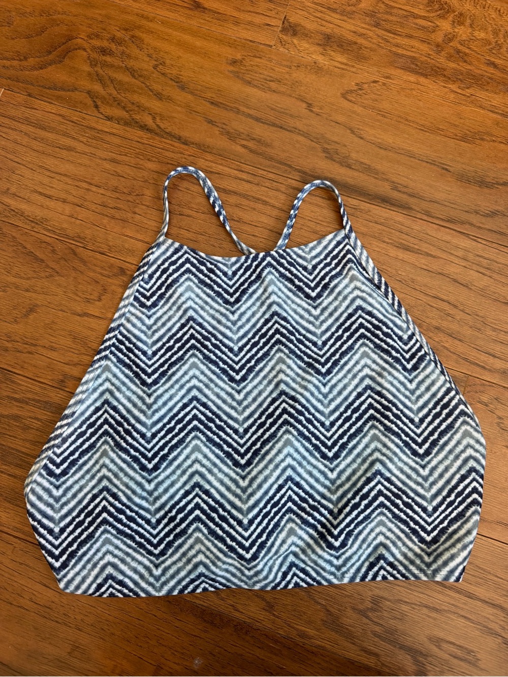 Aerie Women’s Blue Chevron Halter Tank high neck open back bikini swim top